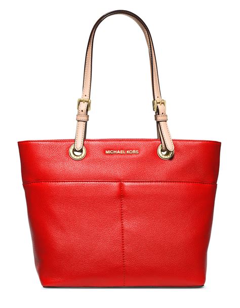 michael kors bedford red pocket tote bag|Michael Kors bedford satchel.